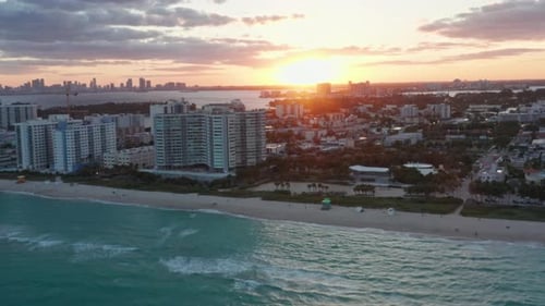 Sunset Miami Beach Aerial 4K