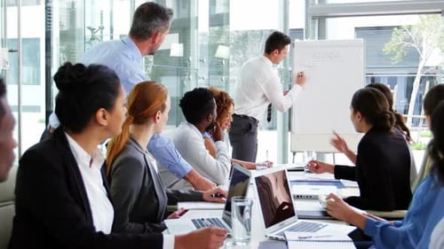 Diverse Business Team Brainstorming in a Bright Modern Office
