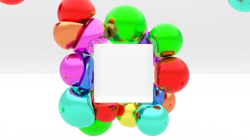 Farbe: Weiche Metallkugeln auf weißem Hintergrund, 3D-Stil