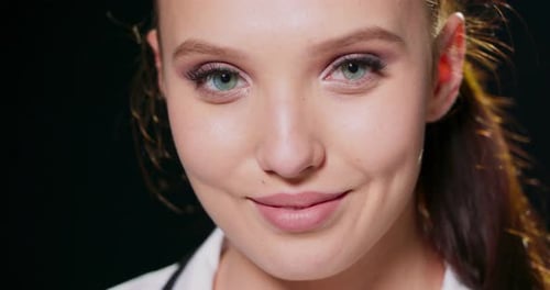Beautiful Young Woman Close Up Smiling Portrait