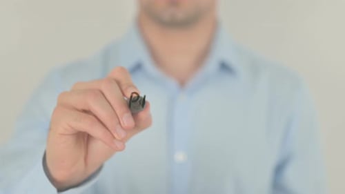 Man Writes Premium Service on Clear Surface