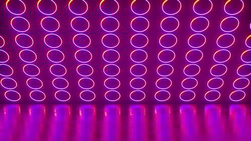 Animated Neon Glowing Circles Grid Background Loop