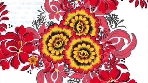 Elegant Decorative Folk Floral Swirl Animation