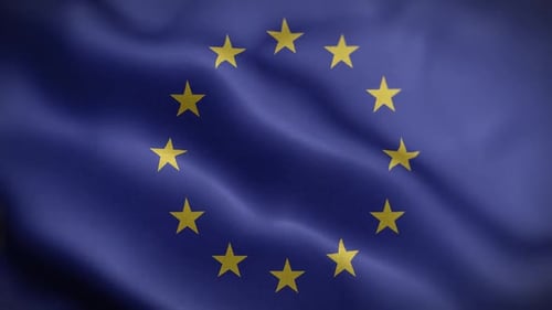 Strukturierter, wehender Fronthintergrund mit EU-Flagge