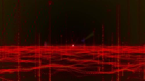 Abstract Red Digital Grid Wave Technology Background Animation