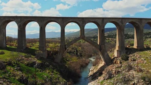 Scenery of viaduct in mountainous area