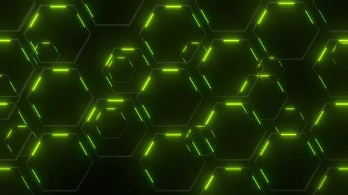 Animated Neon Hexagon Grid Seamless Looping Tech Background