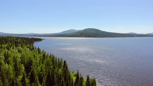 Aerial View of Clear Deep Blue Lake
