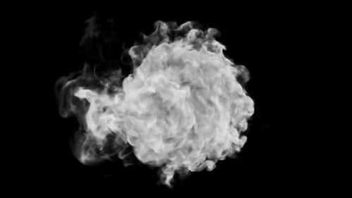Realistic Dense White Smoke Puff Burst Transition Effect