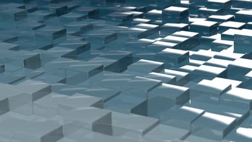 Cubes en plastique animés en métal 4K, Seamless Loop, bleu sarcelle et turquoise