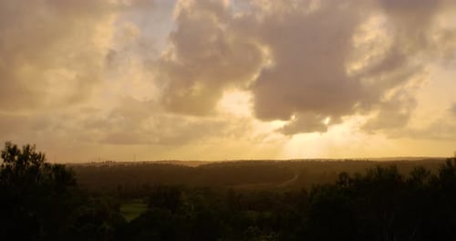 Beautiful Sunset and Amazing Colorful Clouds. Timelapse