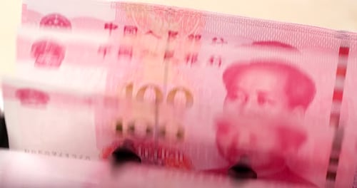 Money Counter Counts Chinese Yuan Renminbi Currency