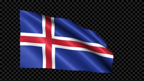 Iceland Waving Flag Animation with Alpha Channel