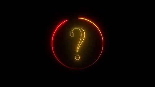 Animated Neon Question Mark with Glowing Rotating Circle