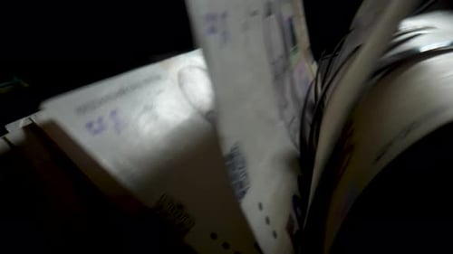 Money Counting Machine Processing Paper Currency