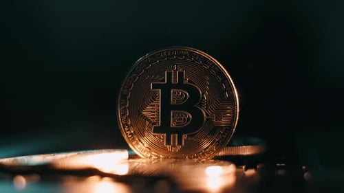 Bitcoin Cryptocurrency Coin Close Up Shot