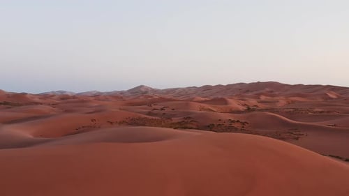 Sunrise Over the Sand Dunes in the Desert Aerial View