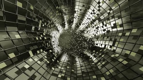 Flight in abstract sci-fi tunnel seamless loop. Futuristic motion graphics, high tech background