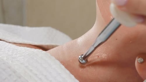 Hardware Procedure in Cosmetology. Close-up. Non-surgical Body Lifting in Beauty Clinic. Beautician