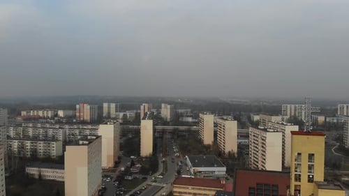 Aerial View of Dense City Apartment Buildings
