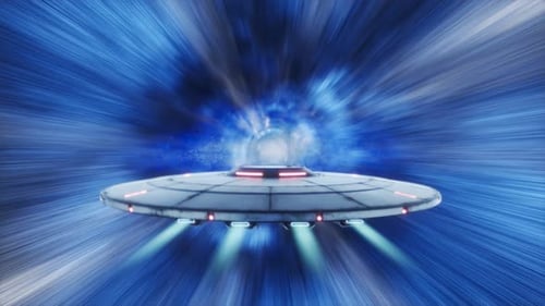 Objet volant non identifié (OVNI) volant à travers les étoiles avec hypervitesse. 4KHD