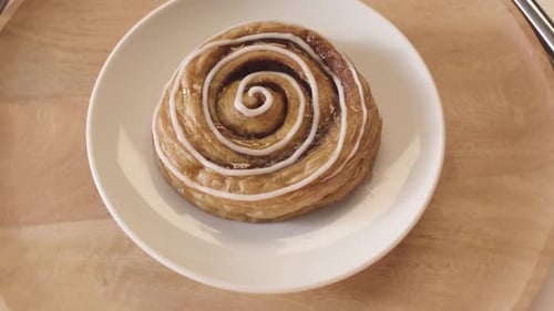 Top view of tasty freshly baked bun
