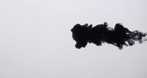 Abstract Black Ink Spreading on White Background