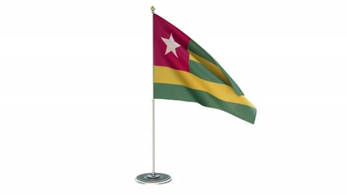 Realistic Togo Flag Waving Animation on Pole