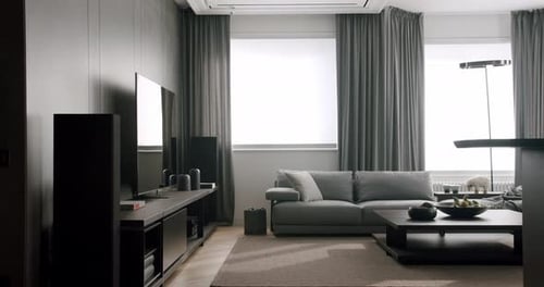 Modern Living Room Interior With Gray Furniture