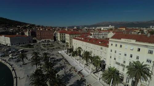 Aerial of Franje Tudmana Square and Riva Promenade