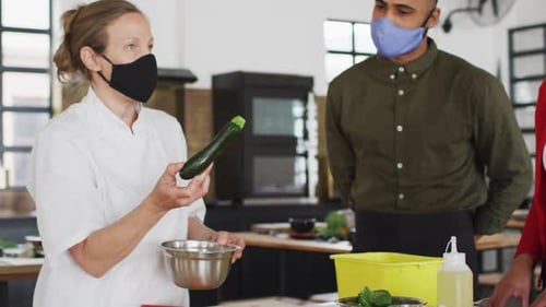 Chef Presenting Vegetables in Cooking Class