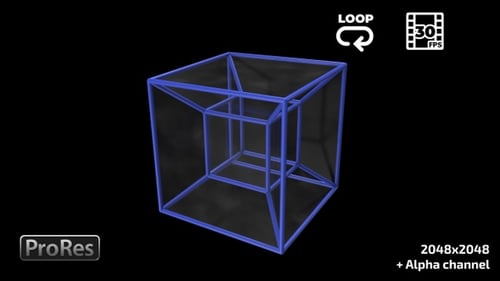 Rotating 3D Wireframe Cube Alpha Channel Loop