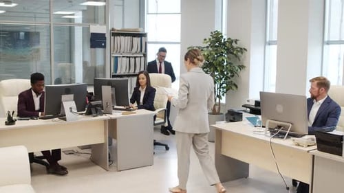 Busy Office Environment with Professionals Working