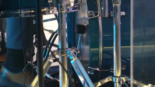 Close Up of Professional Musician Playing Foot on Drum