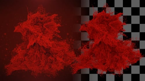 Dynamic Red Fluid Particle Reveal with Energetic Animation