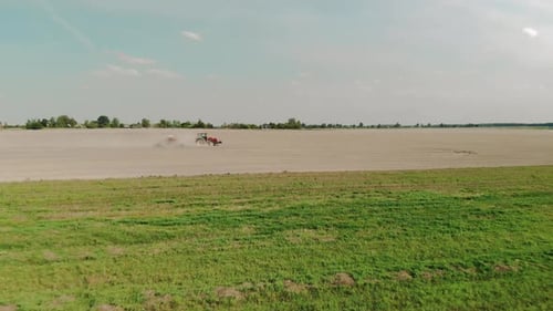 Tractor Farming in Rural Landscape Aerial View