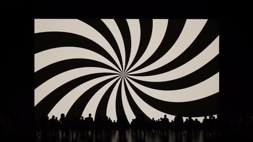 Hypnotische Spirale und riesige Menschenmenge