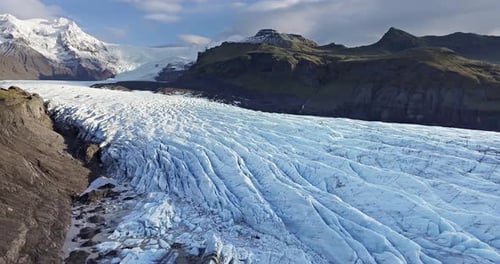 Flying over Svinafellsjokull Glacier in Iceland