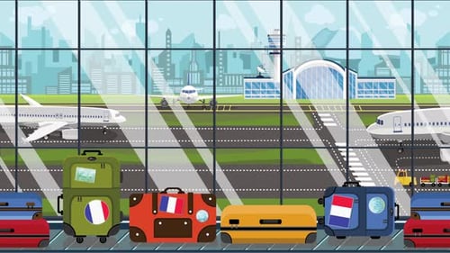Flat Design Animated Airport Travel Background