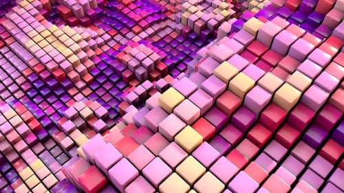 Abstract Colorful Geometric Waving Cubes Background