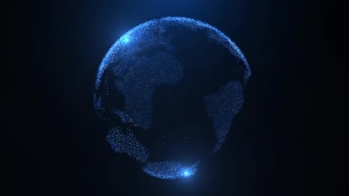 3D Abstrakter Globus leuchtet Partikel und Plexusstruktur.