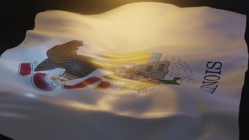 Waving Illinois State Flag 3D Animation Loop