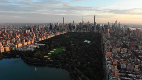 View on Central Park Buildings and Skyscrapers From Air