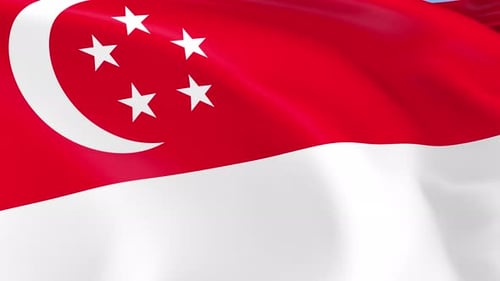 Singapore Flag Waving Realistic Loop Animation