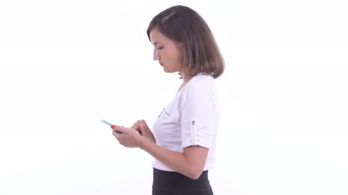 Profile View of Businesswoman with Phone Being Taken Away