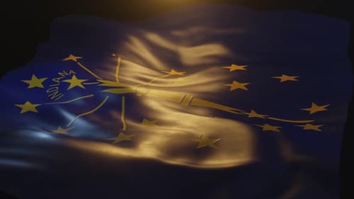 Realistic Indiana State Flag Waving Animation with Golden Light