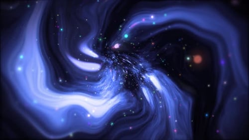 Abstract Cosmic Blue Swirling Tunnel Loop Background with Twinkling Particles