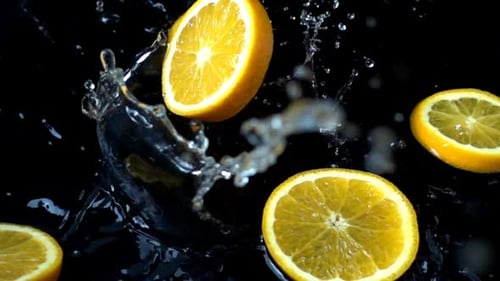 Refreshing Orange Slices Splashing in Water