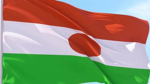 Niger National Flag Waving in Realistic Slow Motion