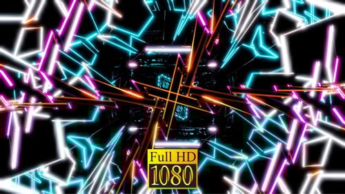 Abstract Neon Geometric Light Tunnel Loop